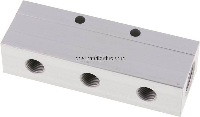 Verteilerleiste 2x G 1/2"-6x G 1/4", Aluminium eloxiert