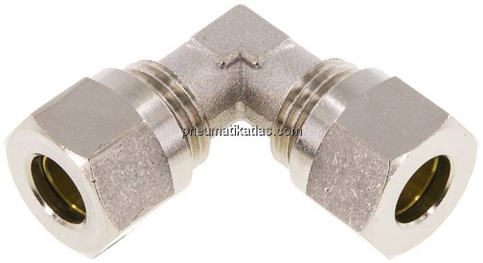 Winkel-Schneidringverschraubung 10 L (M16x1,5), Messing vernickelt Winkel-Schneidringverschraubung 10 L (M16x1,5), Messing vernickelt