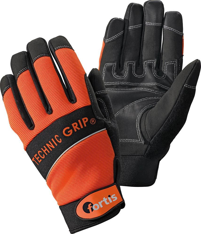 Handschuh TechnicGrip,Gr.10,orange/schwarz,FORTIS