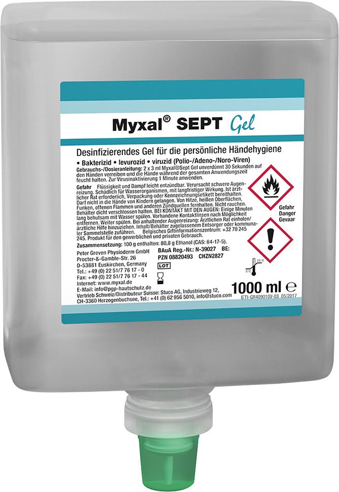 Myxal SEPT Gel 1000 ml Neptuneflasche Desinfizierendes Gel Myxal