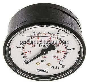 Glycerin-Manometer waagerecht (KU/Ms), 63mm, 0 - 25 bar