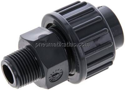 Klebe-/Gewindeverschraubung, PVC-U/ FKM, 16mmxG 3/8" AG