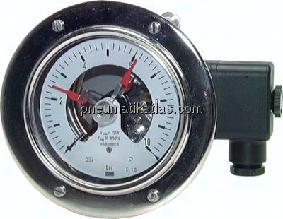 Kontaktmanometer (CrNi/Ms), waager., 160mm, 0 - 6 bar