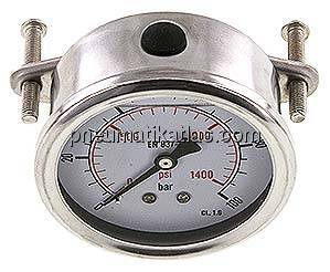 Glycerin-Einbaumanometer, 3kt-Frontring, 63mm, 0 - 100 bar