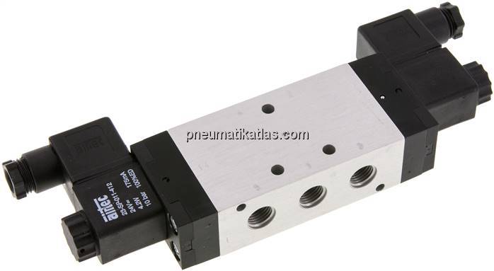 5/3-Wege Magnetventil, G 1/4", Mittelstellung geschlossen, 24 V AC, Standard