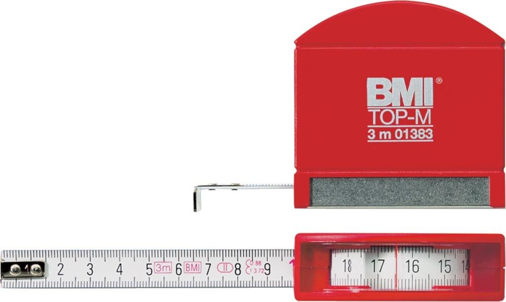 Taschenbandmaß 406 TOP M 3mx13mm weiß Sichtfensterund Edelstahlsohle BMI