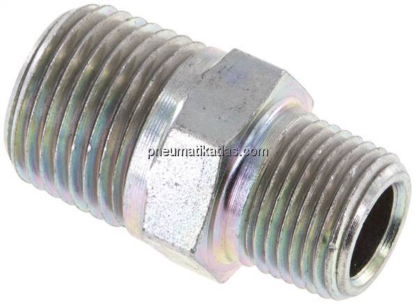 Doppelnippel NPT 1/2"-NPT 3/8", Stahl verzinkt