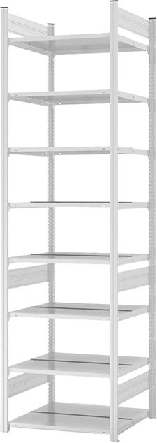 Grundregal zerlegt HKG 27607 DA, 8 Böden 2700x600x750mm lichtgrau