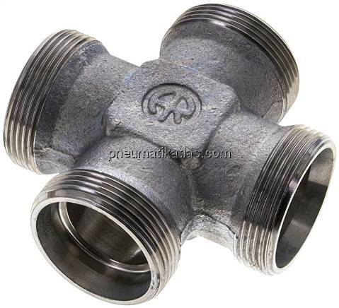 Kreuz-Schneidringverschraubung 35 L (M45x2), ohne Mutter & Schneidring, Stahl ve