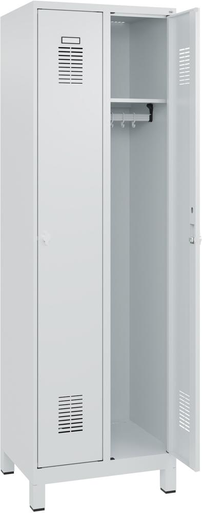 Garderobenschrank FORUM 4 Abteile RAL 7016/5010 Füße 7035 mit Füßen Selbstmontage