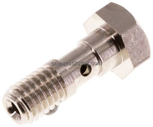 Hohlschraube, 1-fach M 5-14,5mm, Messing vernickelt Hohlschraube, 1-fach M 5-14,5mm, Messing vernickelt