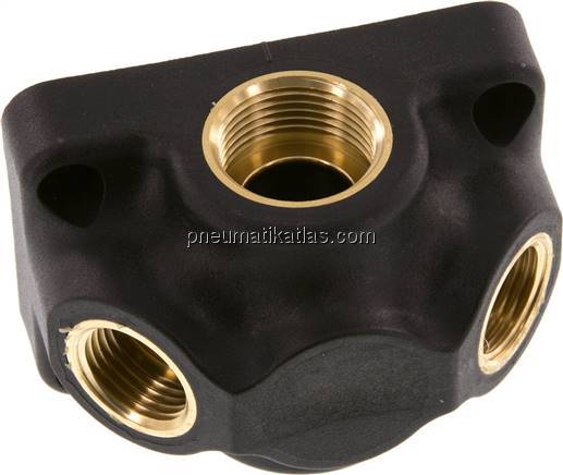Wanddose (Luftweiche) G 3/4"-2x G 1/2", Endverteilerdose ohne Durchgangsgewinde