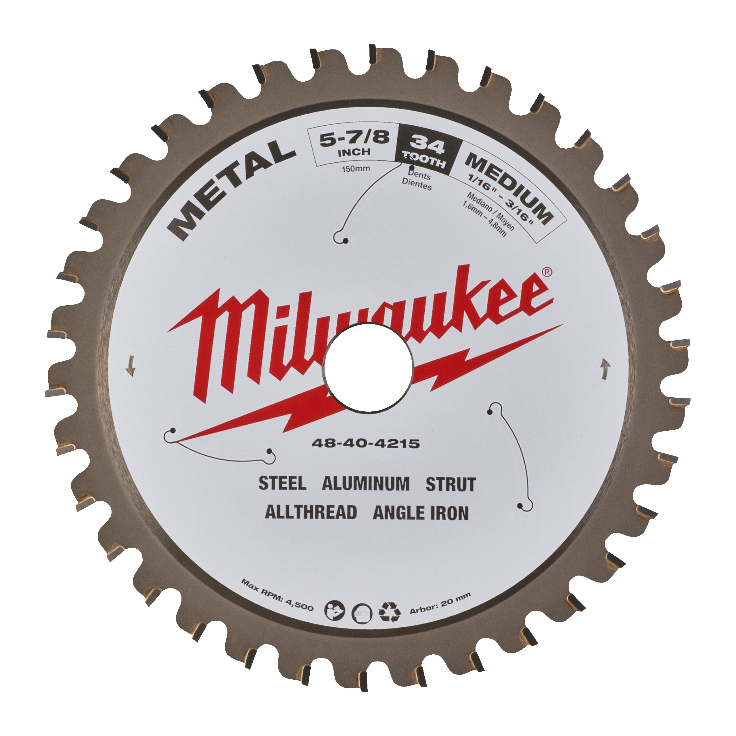 Kreissägeblatt für Metall Handkreissägen 135/20 mm Z30