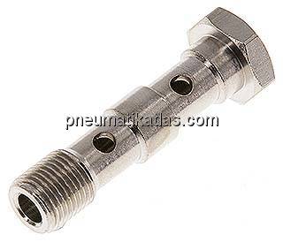 Hohlschraube, 2-fach G 1/8"-40,5mm, Messing vernickelt Hohlschraube, 2-fach G 1/8"-40,5mm, Messing vernickelt