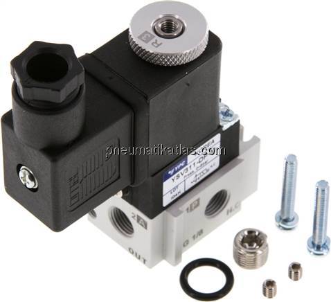 3/2-Wege Magnetventil, G 1/8", Federrückstellung (NC), 12 V DC
