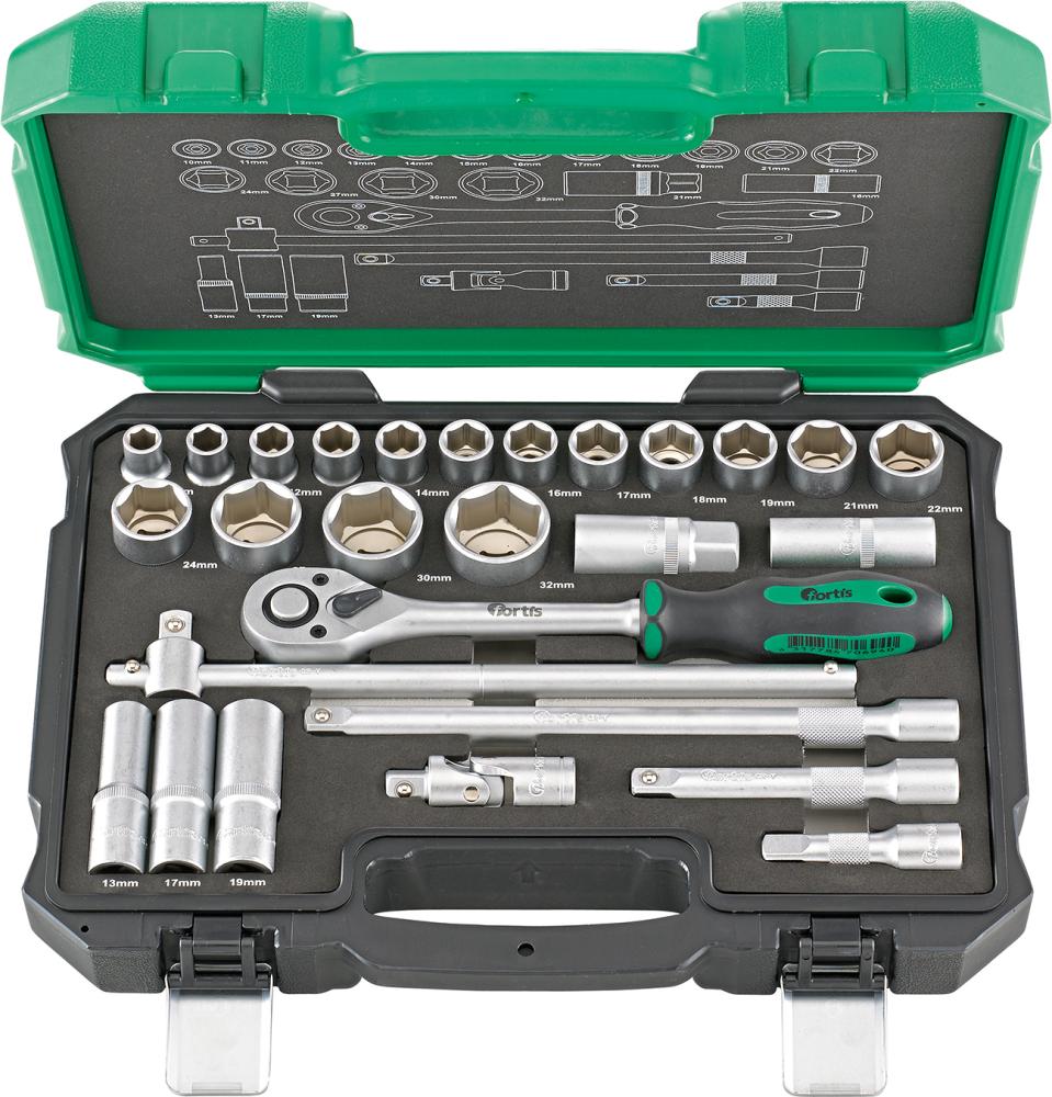 Steckschlüssel-Garnitur 1/2" 27-teilig FORTIS Steckschlüssel-Garnitur 1/2" 27-teilig FORTIS