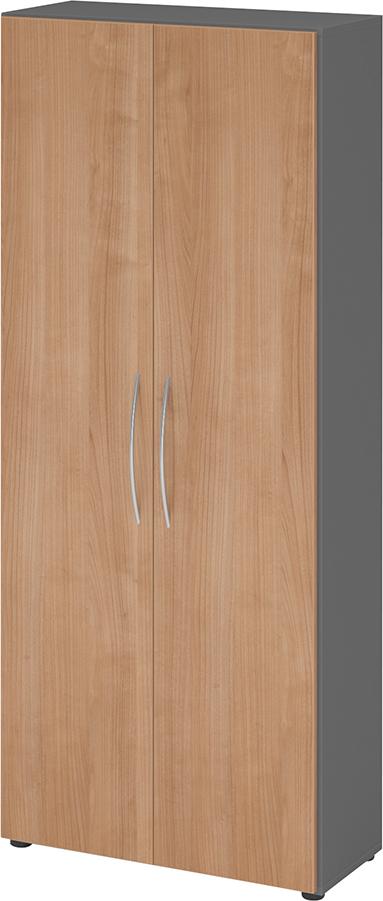 Schrank 4100 BM, 5 OH K: Graphit / F: Nussbaum 80x34,6x188 cm (BxTxH)