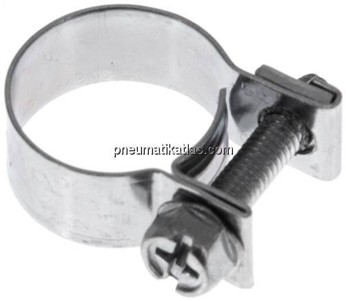 9mm Mini-Schlauchschelle, 15 - 17mm, Stahl verzinkt (W1)