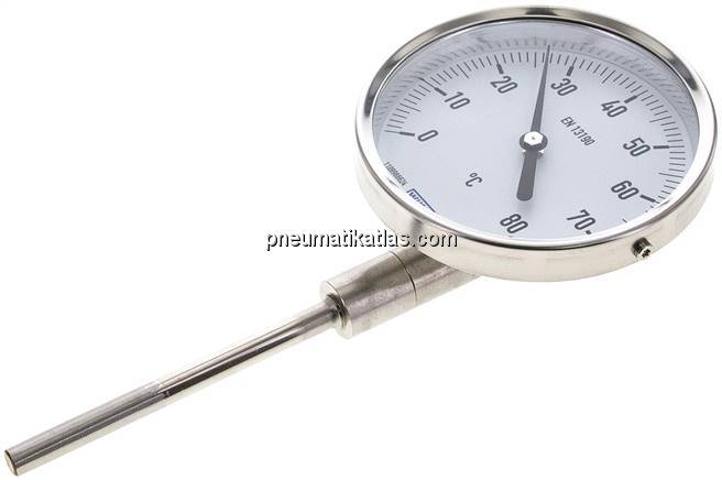 Bimetallthermometer, senkrecht D100/0 bis +80°C/100mm