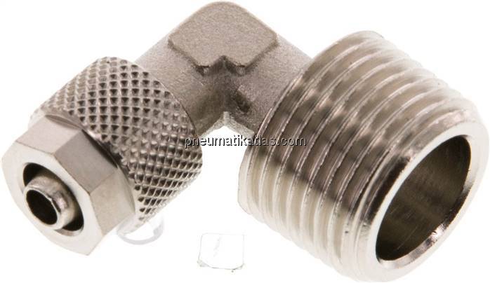 Winkel-Verschraubung R 3/8"-6x4mm, Messing vernickelt