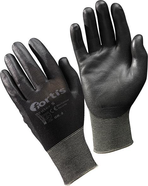 Handschuh Fitter S, PU/Polyamid,schwarz, Gr.10 FORTIS