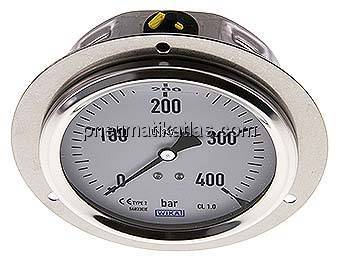 Glycerin-Einbaumanometer,Front-ring, 100mm, 0 - 400 bar