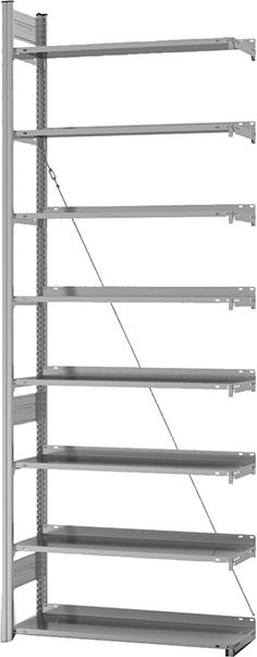 Anbauregal zerlegt HZA 27310 EX, 8 Böden 2700x300x1000mm verzinkt