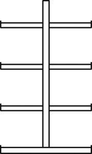 Kragarmregal L Anbaufeld B1000xT2x600xH2500 mm doppelseitig RAL 5010 2x4 Arme Traglast 140kg