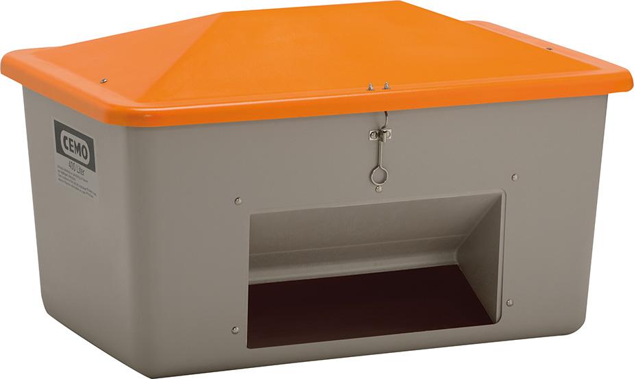 Streugutbehälter 2200 l B2130xT1520xH1240 mm mit Entnahmeöffnung grau/orange CEMO