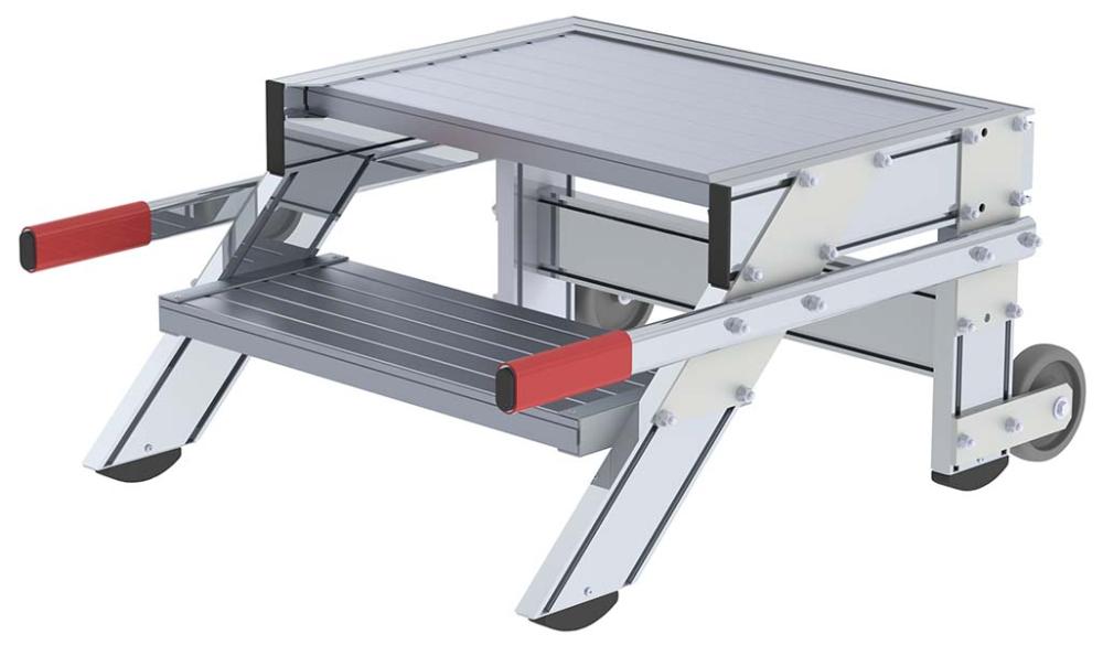 Alu-Arbeitspodest fahrbar2 Alu-Stufen B 600 mm Podesthöhe 0,39 m Arbeitshöhe bis 2,40 m