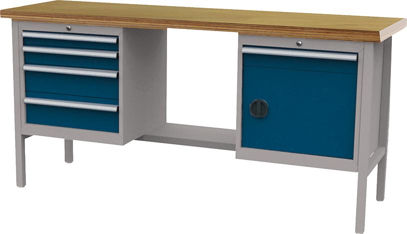 Artikelhauptbild Kastenwerkbank B2000mm 5Schubl.1Tür RAL7035/5010