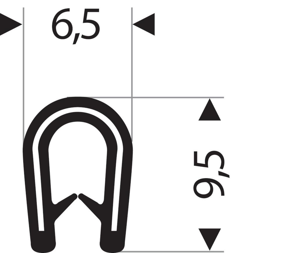 Kantenschutz flexibel rund, schwarz, 6,5x9,5 mm, Klemmbereich 1,0-2,0mm, 50m FORTIS