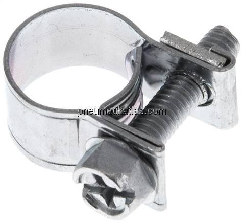9mm Mini-Schlauchschelle, 10 - 12mm, Stahl verzinkt (W1)