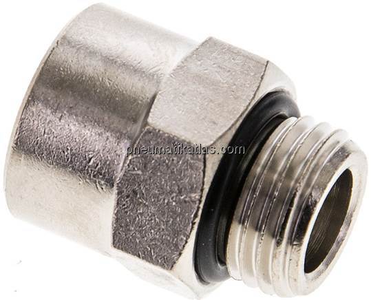 Gewindeverlängerung G 1/4"-15,4mm, Messing vernickelt (Elastomerabdichtung) Gewindeverlängerung G 1/4"-15,4mm, Messing vernickelt (Elastomerabdichtung)