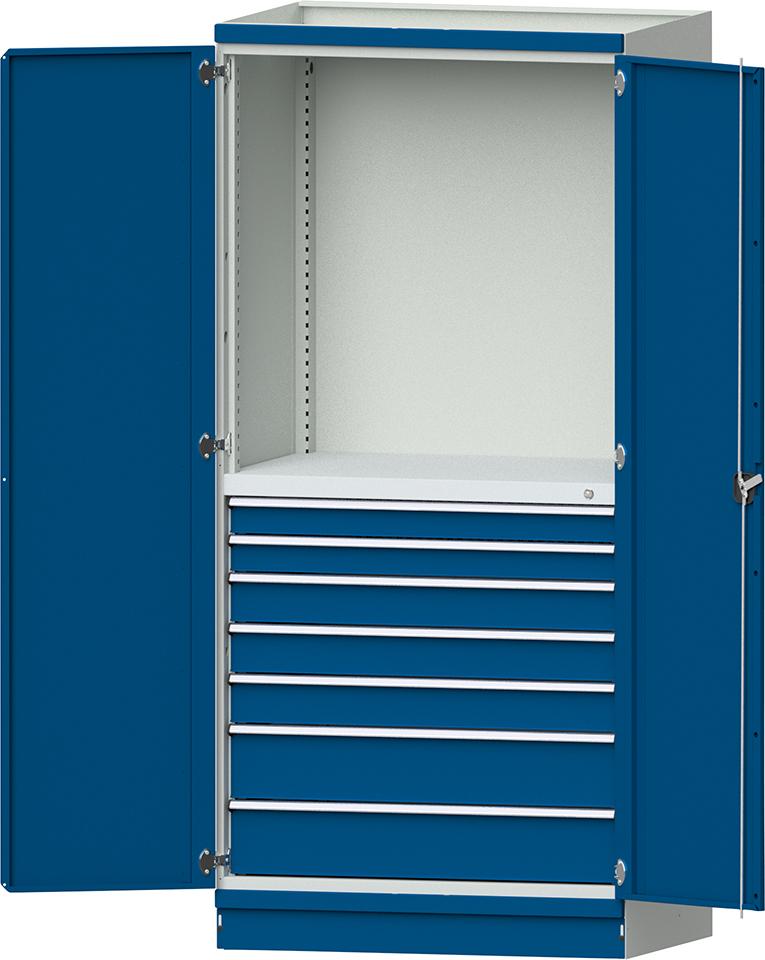 Modulschrank Modell 3005 B1015xT720xH2200mm RAL 7035/5012 7 Schubladen