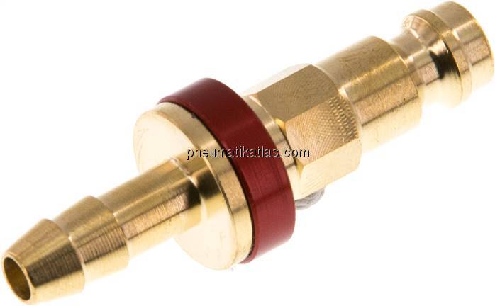 Kupplungsstecker (NW5) 6 (1/4")mm Schlauch, rot, Achteck SW10