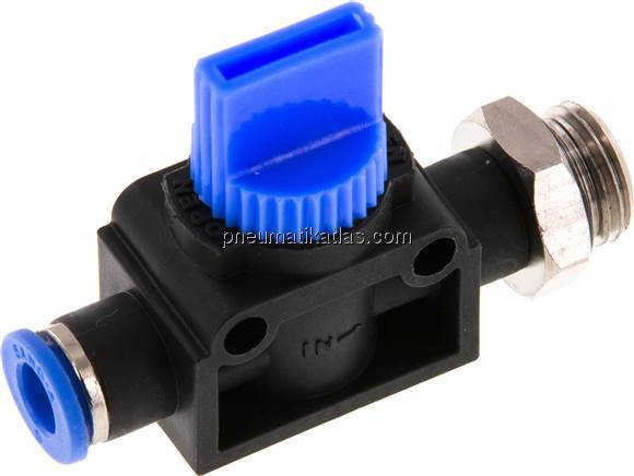 3/2-Wege-Absperrventil G 1/4"-6mm, Gewindeseite entlüftend