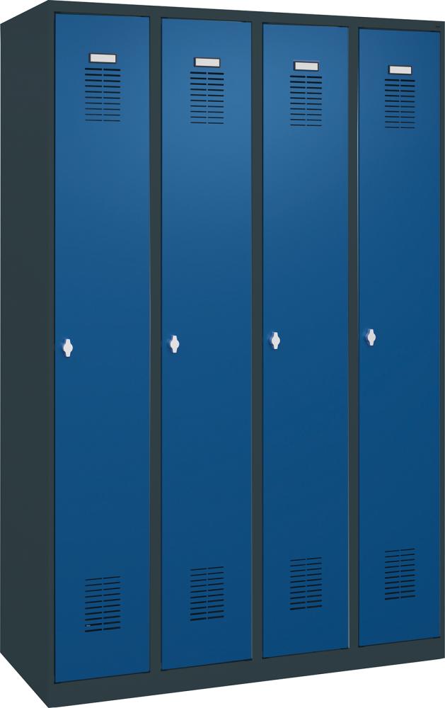 Garderobenschrank FORUM 4 Abteile RAL 7016/5010 Bodenstehend