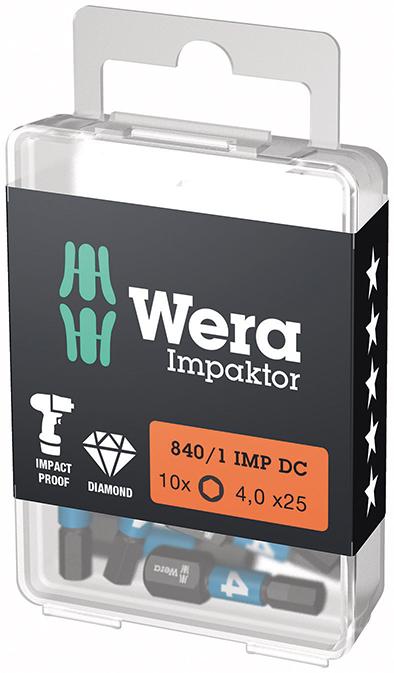Bit Impaktor 1/4" DIN 3126 C6,3 Innensechskant 4x25mm 10er Pack Wera Bit Impaktor 1/4" DIN 3126 C6,3 Innensechskant 4x25mm 10er Pack Wera