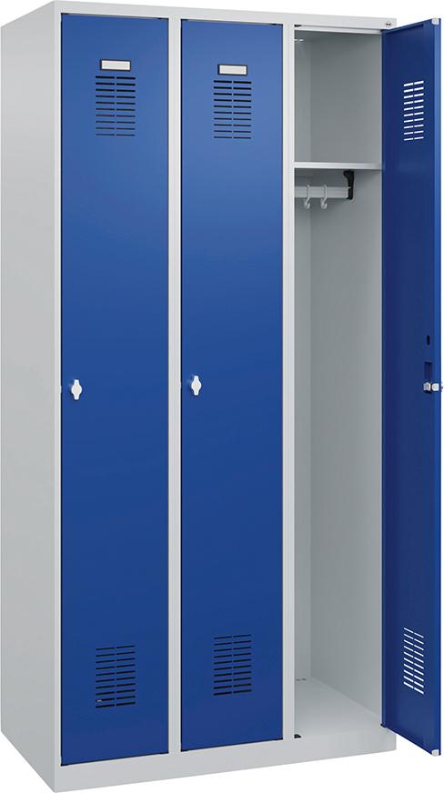 Garderobenschrank FORUM 3 Abteile RAL 7035/5010 Bodenstehend