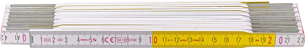 Gliedermaßstab Buche 3mx16mm weiß-gelb Stabila