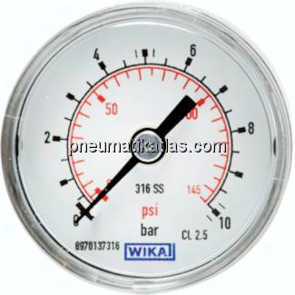 ES-Manometer waagerecht, 50mm, 0 - 6 bar, G 1/4"
