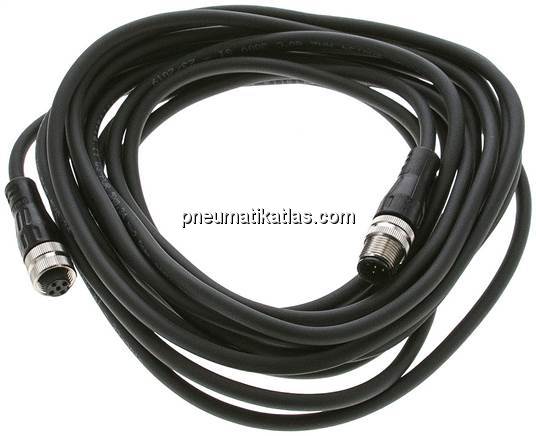 Kabel mit M12-Kupplung, 5 m, gerade, M 12-Stecker (A-codiert)