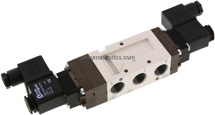 5/3-Wege Magnetventil, G 3/8", Mittelstellung geschlossen, 115 V AC