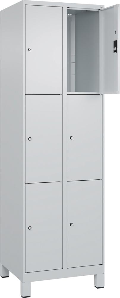 Fächerschrank mit Füßen B600xT500xH1950 Korpus RAL 7035 LichtgrauTüren RAL 7035 Lichtgrau