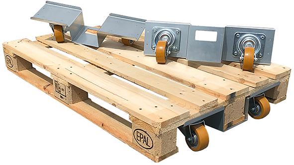 Europaletten-Roller-Set (2Stk.) je 2 Lenk rollen ø 100 mm