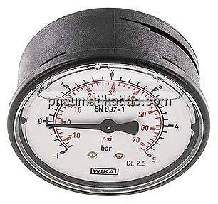 Glycerin-Manometer waagerecht (KU/Ms), 63mm, -1 bis 5 bar