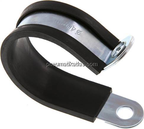 Gummiprofilierte Rohrschelle 40mm, DIN 3016-1