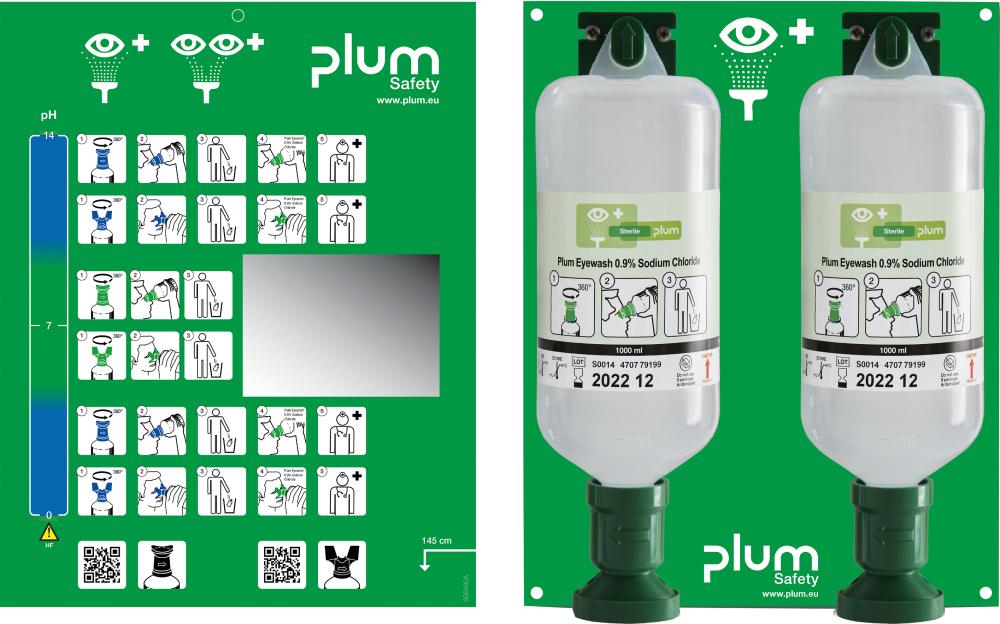 Augenspülstation Maxi, 2 Flaschen, 1000ml, Natriumchloridlösung Plum