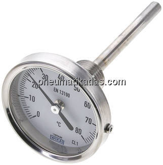 Bimetallthermometer, waagerecht D63/0 bis +80°C/100mm